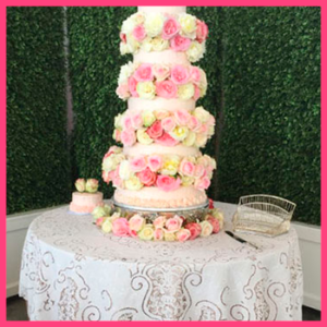 ROSEY WATERFALL WEDDING CAKE FLOWERS